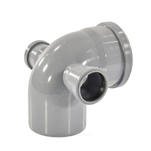 Отвод канализационный PP-H с выходом левый и правый серый Дн 110-50 87гр б/нап в/к VALFEX в Екатеринбурге