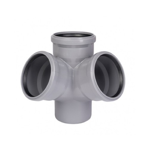 Крестовина PP-H двухплоскостная серая Дн 110-110-110 б/нап в/к VALFEX в Екатеринбурге