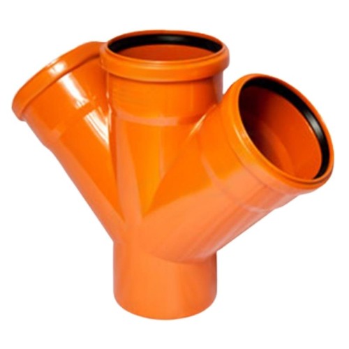 Крестовина канализационная PP-B коричневая Дн 110-110-110 45гр б/нап в/к VALFEX в Екатеринбурге