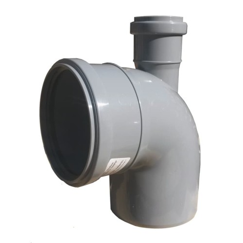 Отвод канализационный PP-H с выходом фронтально-вверх серый Дн 110-50 87гр б/нап в/к VALFEX в Екатеринбурге