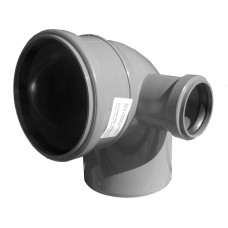 Отвод канализационный PP-H с выходом левый серый Дн 110-50 45гр б/нап в/к RTP (РосТурПласт)