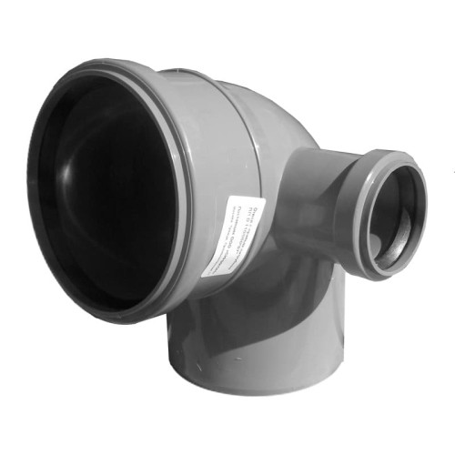 Отвод канализационный PP-H с выходом левый серый Дн 110-50 45гр б/нап в/к RTP (РосТурПласт) в Екатеринбурге