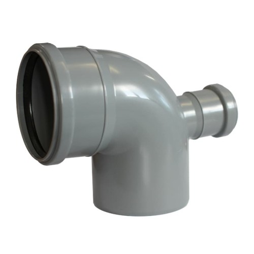 Отвод канализационный PP-H с выходом фронтально-тыльный серый Дн 110-50 87гр б/нап в/к VALFEX в Екатеринбурге