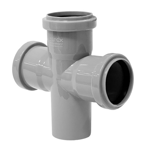 Крестовина PP-H одноплоскостная серый Дн 110-110-50 87гр б/нап в/к VALFEX в Екатеринбурге