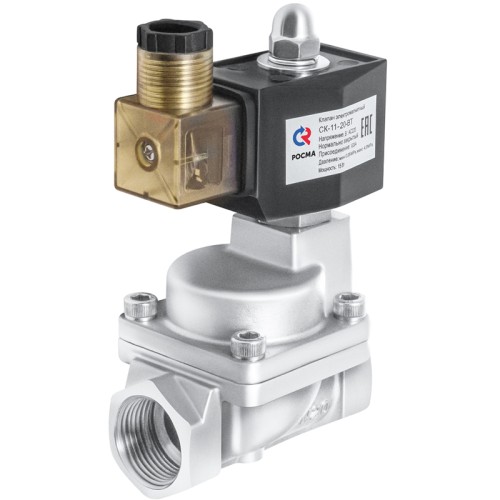 Клапан электромагнитный нержавеющий открытый прямого действия с внутренней резьбой 1,0 МПа 32х111 мм 1 1/4" в Екатеринбурге