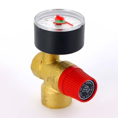Клапан предохранительный латунный пружинный с манометром с внутренней резьбой SVM30 Watts 15 мм 1/2" в Екатеринбурге