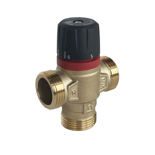 Клапан смесительный латунный термостатический с центральным смешиванием и наружной резьбой для систем отопления 1,0 МПа RVM Rommer 25 мм 1" в Екатеринбурге