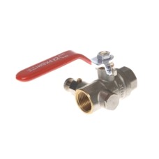 Кран латунный со спускником полнопроходной с ручкой-рычагом ВР (ВН) Ру 40 BVR-DR Ридан 20 мм 3/4"