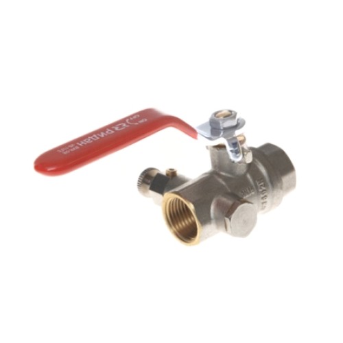 Кран латунный со спускником полнопроходной с ручкой-рычагом ВР (ВН) Ру 40 BVR-DR Ридан 20 мм 3/4" в Екатеринбурге