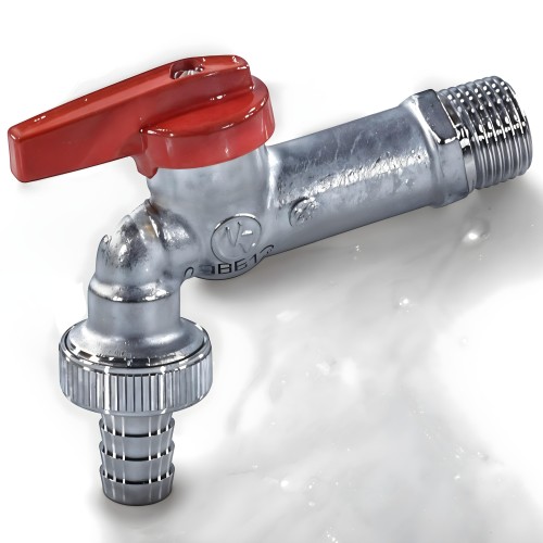 Кран водоразборный латунный стандартнопроходной с ручкой-бабочкой НР-штуцер Ру 10,5 R619 Giacomini 15 мм 1/2" в Екатеринбурге