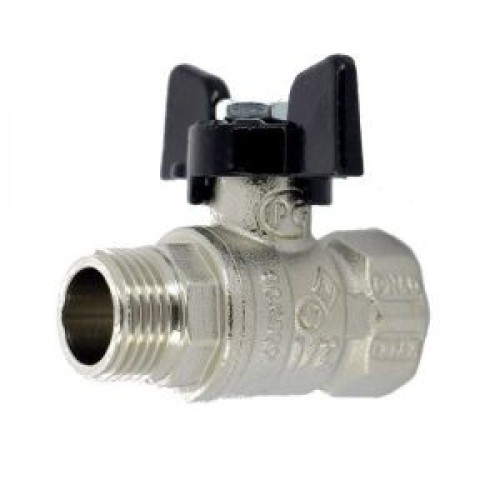 Кран запорный латунный полнопроходной с ручкой-бабочкой ВР-НР Ру 50 Bugatti 917 Bugatti 15 мм 1/2" в Екатеринбурге