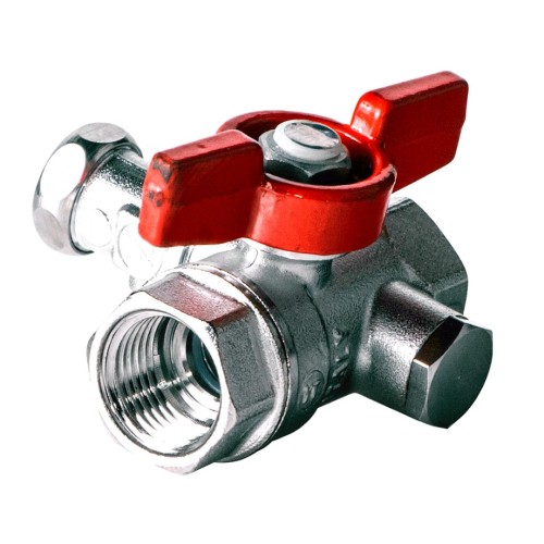 Кран шаровый латунный со спускником стандартнопроходной с ручкой-бабочкой ВР (ВН) Ру 42 R251S Giacomini 15х59 мм 1/2" в Екатеринбурге