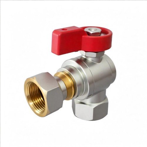 Кран шаровый латунный угловой полнопроходной с ручкой-флажком НР-накидная гайка Ру 16 R780 Giacomini 15х65 мм 1/2" в Екатеринбурге