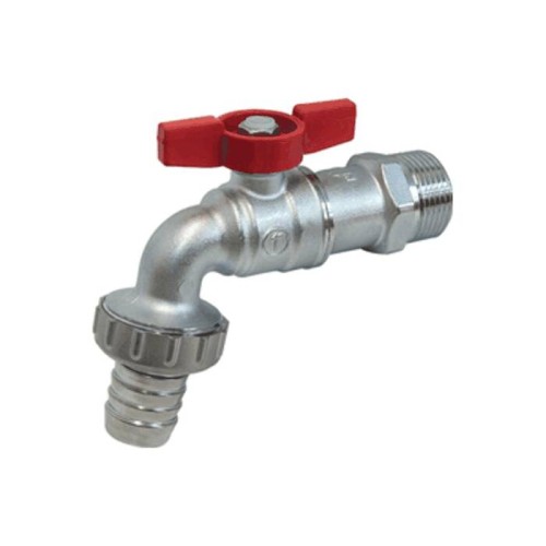 Кран водоразборный латунный стандартнопроходной с ручкой-бабочкой НР-штуцер Ру 10,5 R620 Giacomini 15х82 мм 1/2" в Екатеринбурге