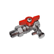 Кран шаровый латунный переходный со спускником стандартнопроходной с ручкой-бабочкой ВР-американка Ру 42 R259DS Giacomini 15х93 мм 1/2"