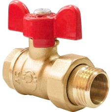 Кран запорный латунный полнопроходной с ручкой-бабочкой ВР (ВН) Ру 40 А30/1, 11б27п1 БАЗ 15х48 мм 1/2"