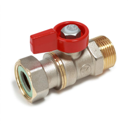 Кран запорный латунный стандартнопроходной с ручкой-флажком НР-накидная гайка Ру 16 R254 Giacomini 15х70 мм 1/2" в Екатеринбурге