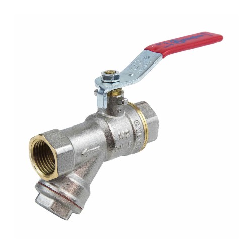 Кран запорный латунный с фильтром полнопроходной с ручкой-рычагом ВР (ВН) Ру 25 BV.631 MVI 20 мм 3/4" в Екатеринбурге