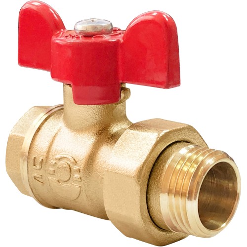 Кран запорный латунный полнопроходной с ручкой-бабочкой ВР-американка Ру 40 BV.520 MVI 20 мм 3/4" в Екатеринбурге