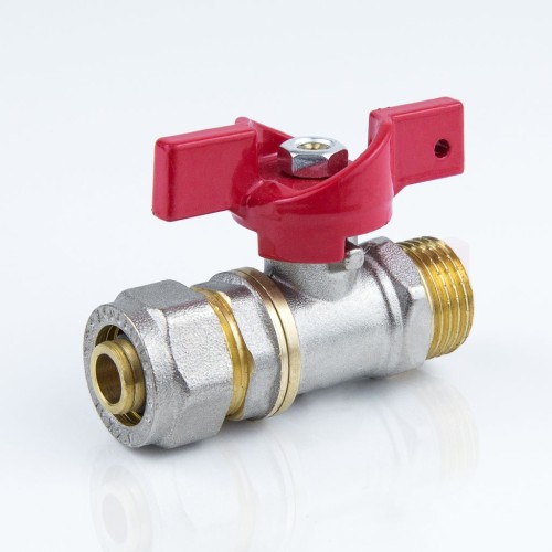 Кран запорный латунный полнопроходной с ручкой-бабочкой ВР-американка Ру 40 BVR-FR Ридан 20 мм 3/4" в Екатеринбурге