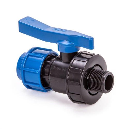 Компрессионный кран ПНД Дн 25-3/4" Ру-10 НР (НАР) RTP (РосТурПласт) в Екатеринбурге