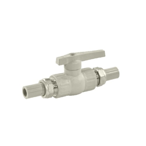 Кран полипропиленовый PP-R запорный прямой полнопроходной с внутренней пайкой серый ручка-рычаг Ру 25 VALFEX 25 мм 1" ГОСТ 32415-2013 в Екатеринбурге