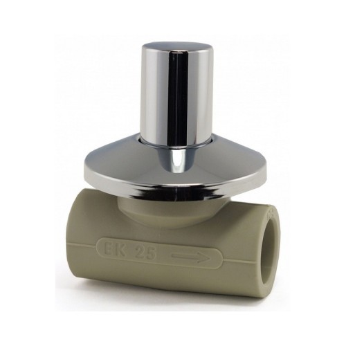 Кран полипропиленовый PP-R запорный прямой стандартнопроходной с внутренней пайкой серый ручка-вентиль Ру 10 Wavin Ekoplastik 20 мм ГОСТ 32415-2013 в Екатеринбурге