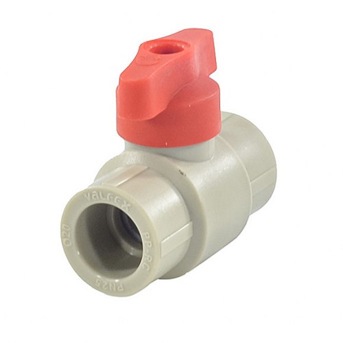 Кран полипропиленовый PP-R запорный прямой стандартнопроходной с внутренней пайкой серый ручка-бабочка Ру 25 VALFEX 20 мм ГОСТ 32415-2013 в Екатеринбурге