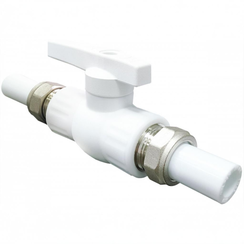 Кран полипропиленовый PP-R запорный прямой полнопроходной с внутренней пайкой белый ручка-рычаг Ру 25 VALFEX 20 мм ГОСТ 32415-2013 в Екатеринбурге