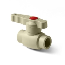 Кран полипропиленовый PP-R запорный прямой стандартнопроходной с внутренней пайкой серый ручка-рычаг Ру 10 Wavin Ekoplastik 50 мм ГОСТ 32415-2013