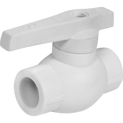 Кран полипропиленовый PP-R запорный прямой стандартнопроходной с внутренней пайкой белый ручка-рычаг Ру 25 VALFEX 40 мм ГОСТ 32415-2013 в Екатеринбурге