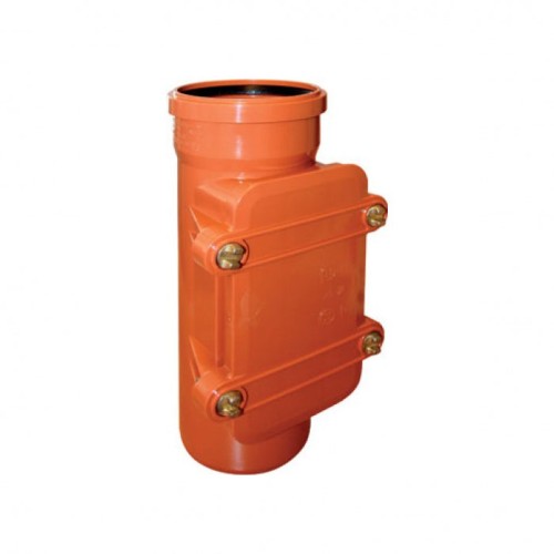 Ревизия НПВХ (ПВХ) с раструбом Дн 110 коричневая безнапорная в комплекте с крышкой Ostendorf KGRE в Екатеринбурге