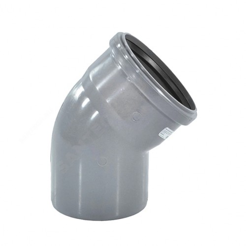 Отвод НПВХ (ПВХ) с раструбом Дн 110 45гр серый безнапорный в/к ТУ 6-49-33-92 Агригазполимер в Екатеринбурге