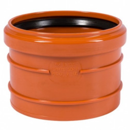 Муфта НПВХ (ПВХ) насадная Дн 110 безнапорная коричневая в/к п/клей Ostendorf KGAM в Екатеринбурге