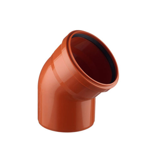 Отвод НПВХ (ПВХ) с раструбом Дн 110 45гр коричневый безнапорный в/к Хемкор в Екатеринбурге