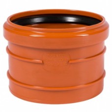 Муфта НПВХ (ПВХ) насадная Дн 125 безнапорная коричневая в/к п/клей Ostendorf KGAM