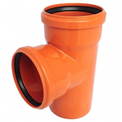 Тройник НПВХ (ПВХ) с раструбом Дн 160-160 87гр коричневая безнапорный в/к Хемкор в Екатеринбурге