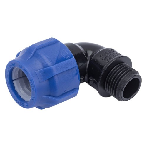 Отвод ПЭ компрессионный Дн 63-1 1/4" 90гр Ру-10 НР (НАР) RTP (РосТурПласт) в Екатеринбурге