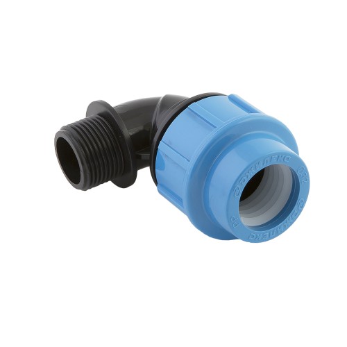 Отвод ПЭ компрессионный Дн 40-1 1/2" 90гр НР (НАР) Ру-16 VALFEX в Екатеринбурге