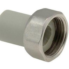 Штуцер PP-R серый с накидной гайкой Дн 20-3/4" Wavin Ekoplastik