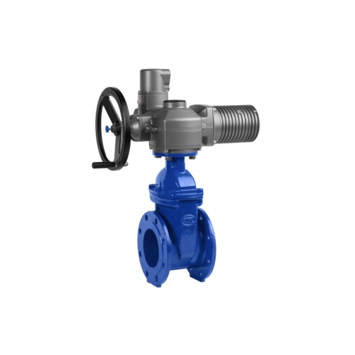 Задвижка чугунная фланцевая с электроприводом AUMA SA16.2 380В и обрезиненным клином KR12 500 мм в Екатеринбурге